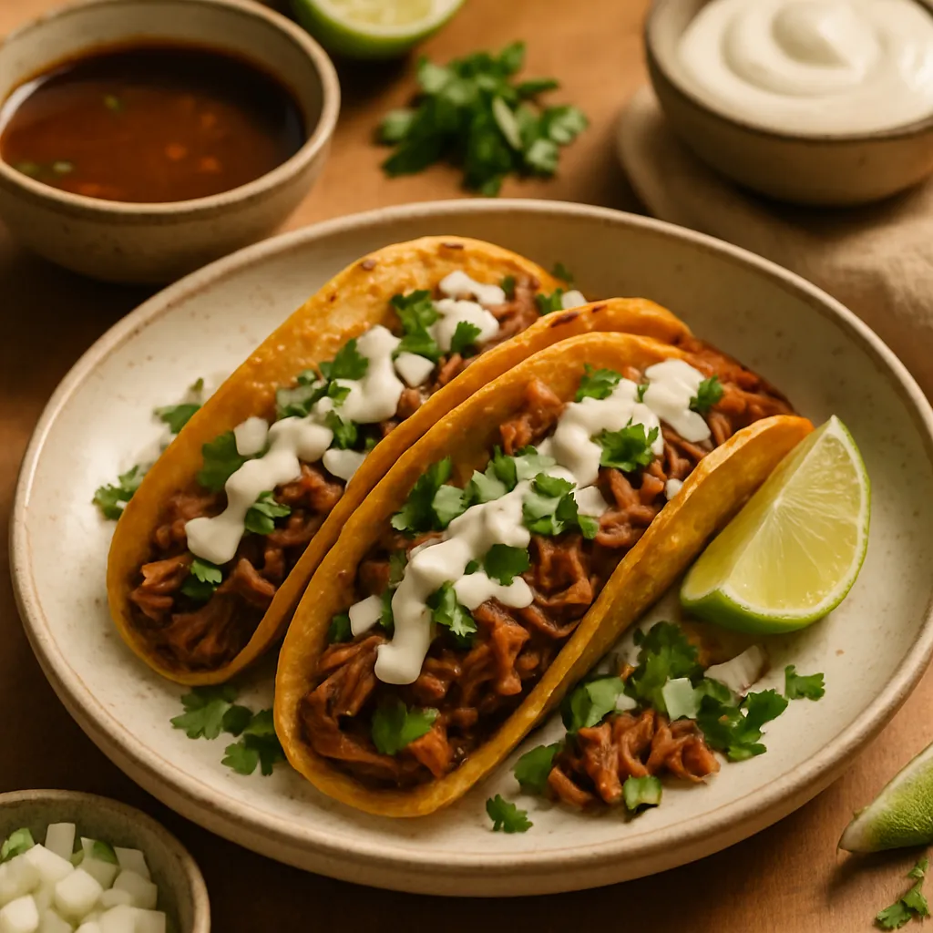 Vegan Birria Tacos with Cashew Cream