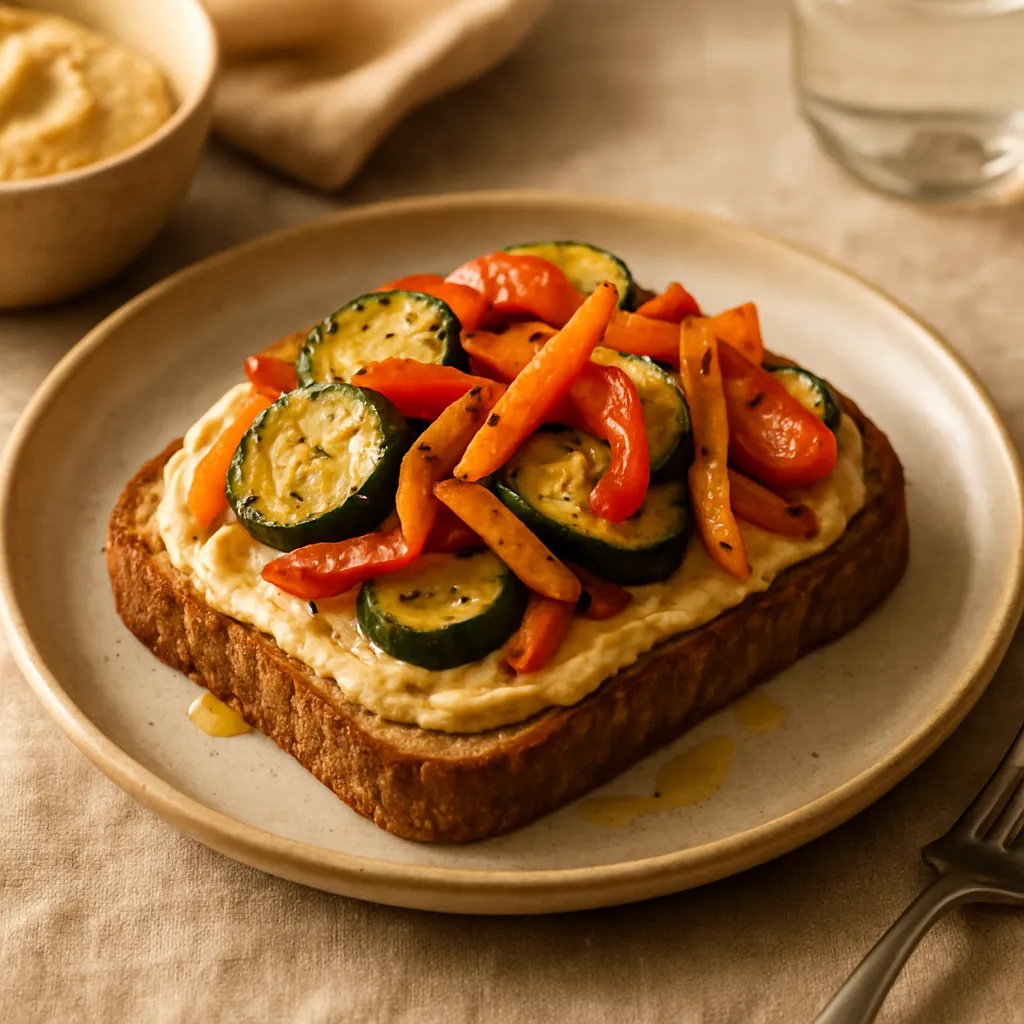 Roasted Vegetable and Hummus Toast