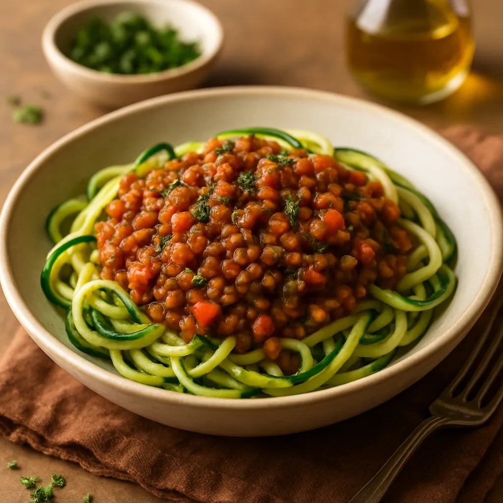 Lentil Bolognese with Zucchini Noodles
