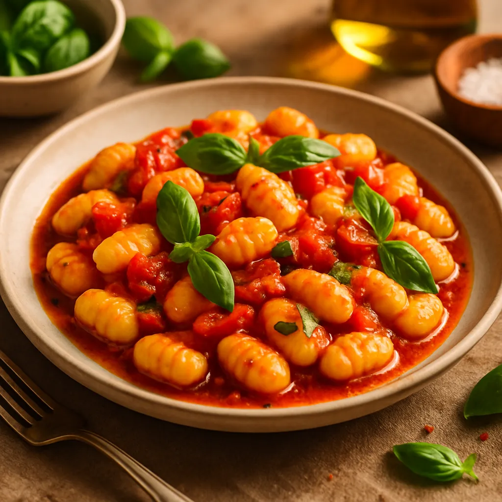 Vegan Gnocchi with Tomato and Basil Sauce