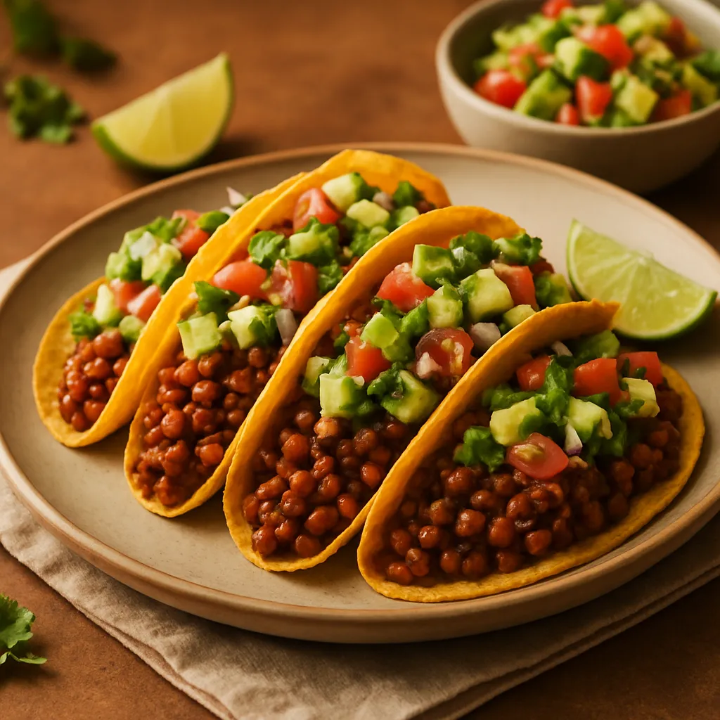 Spicy Chipotle Lentil Tacos with Avocado Salsa