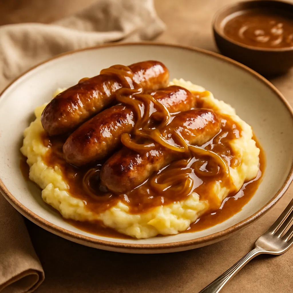 Photo of Bangers and Mash with Onion Gravy