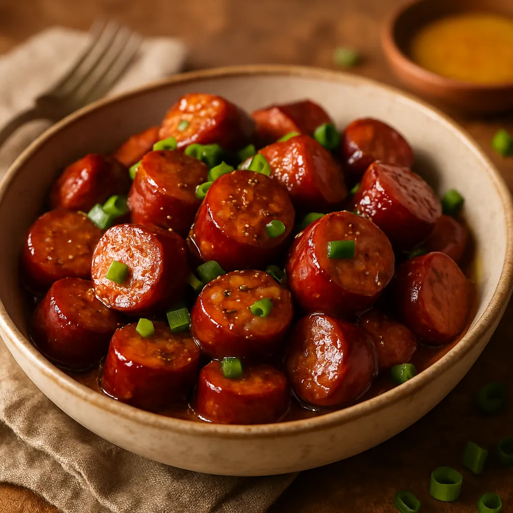 Photo of Smoked Sausage Bites with Honey Mustard Glaze