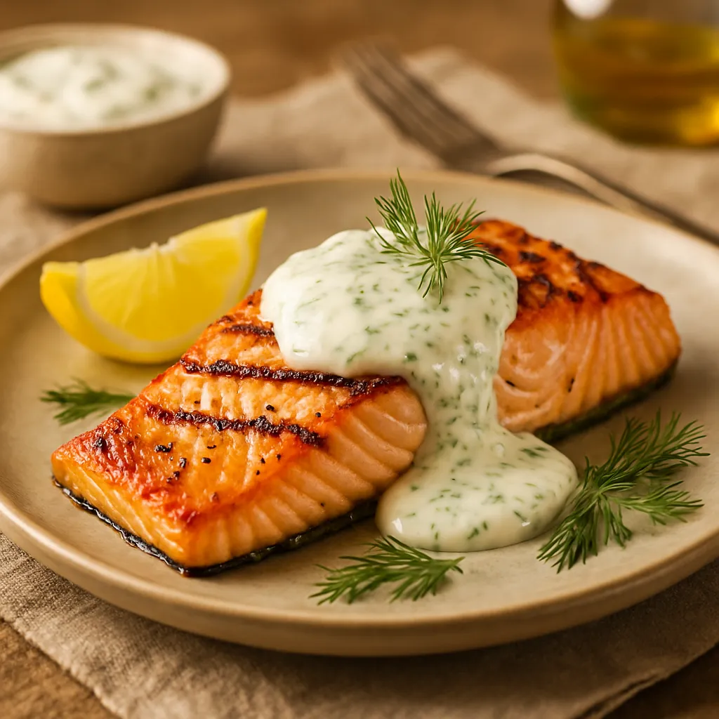 Photo of Grilled Salmon with Dill Sauce