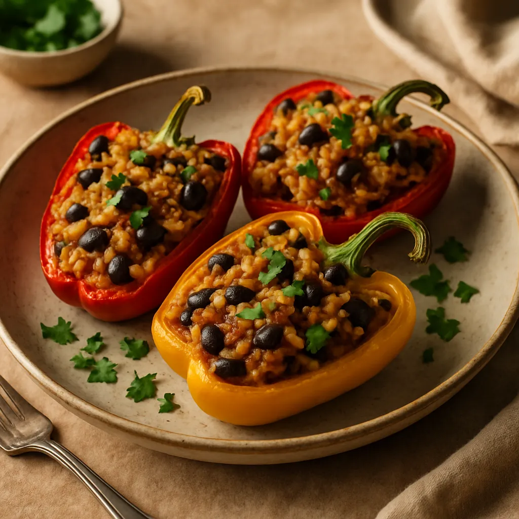 Stuffed Peppers with Spiced Rice and Beans