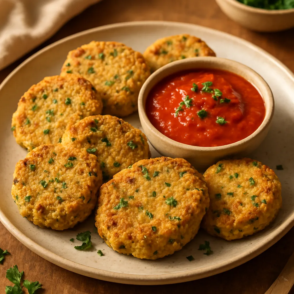 Baked Cauliflower Fritters with Marinara Sauce