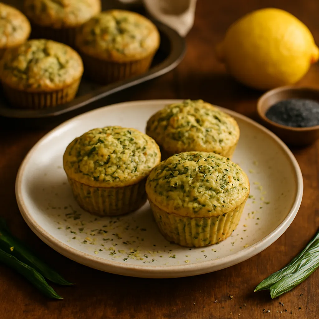 Zucchini & Lemon Olive Oil Muffins with Poppy Seeds