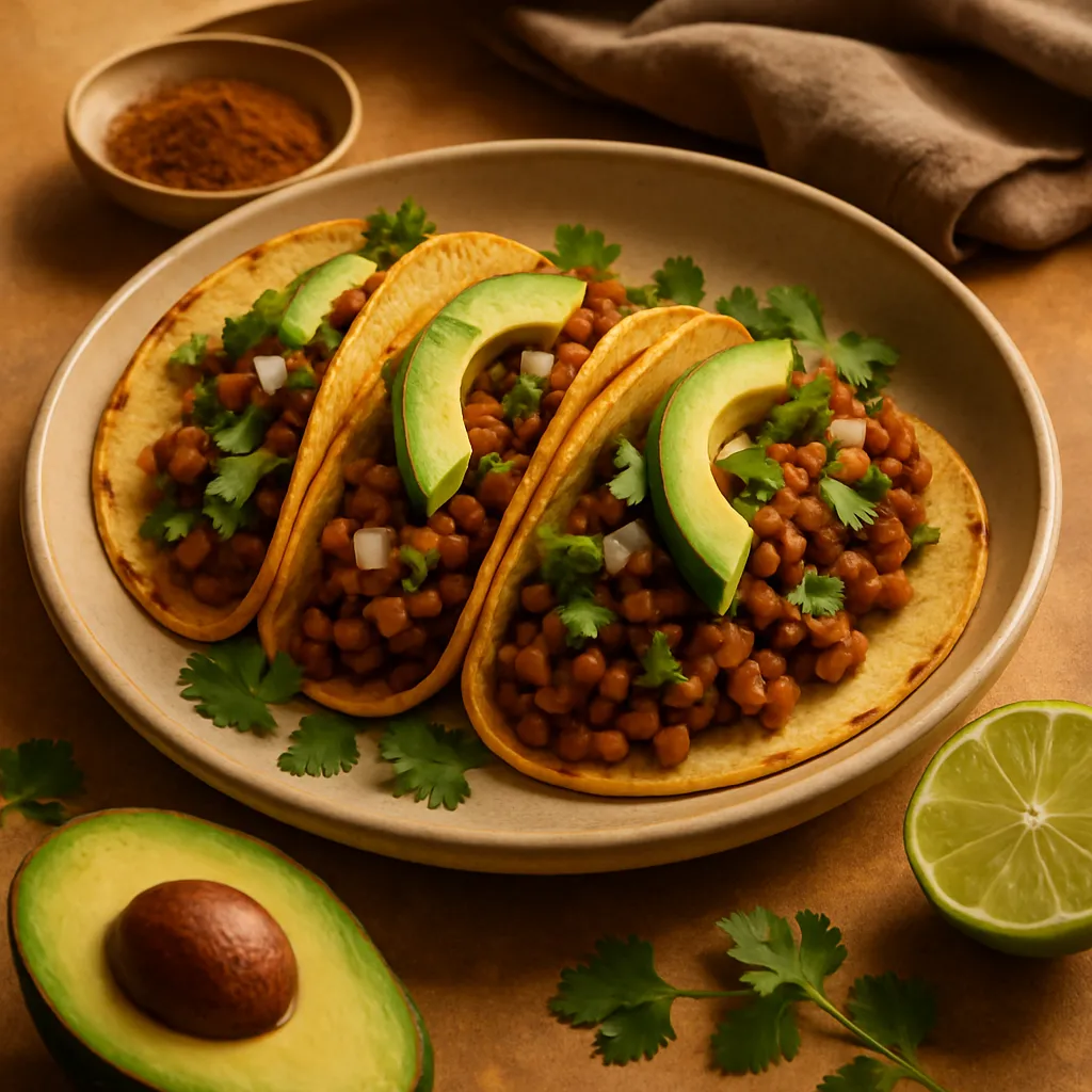 Spicy Vegan Tacos with Lentil Filling
