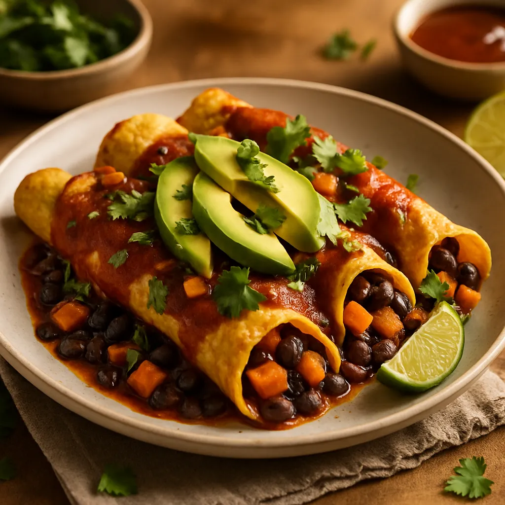 Baked Sweet Potato and Black Bean Enchiladas