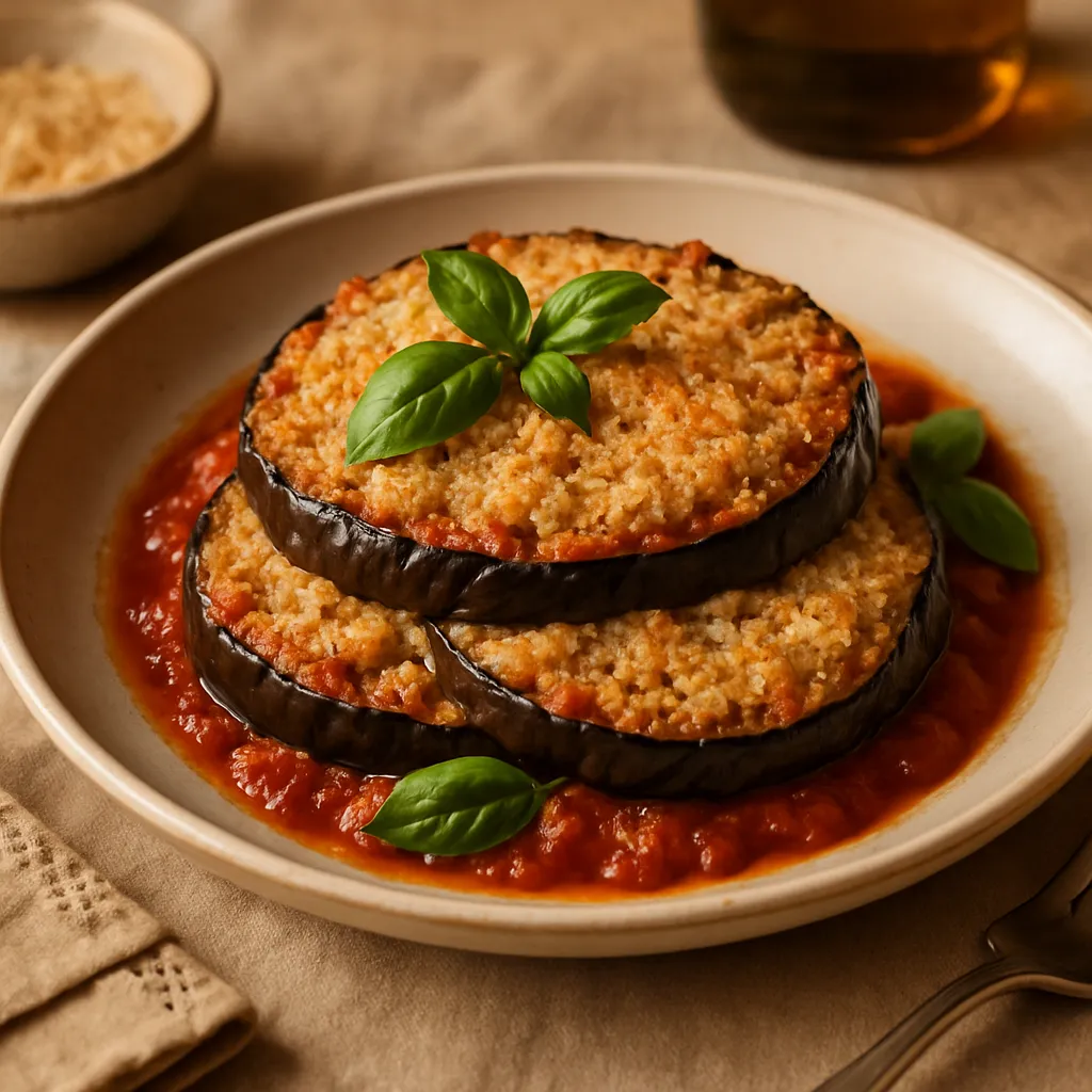 Baked Eggplant Parmesan with Vegan Cheese