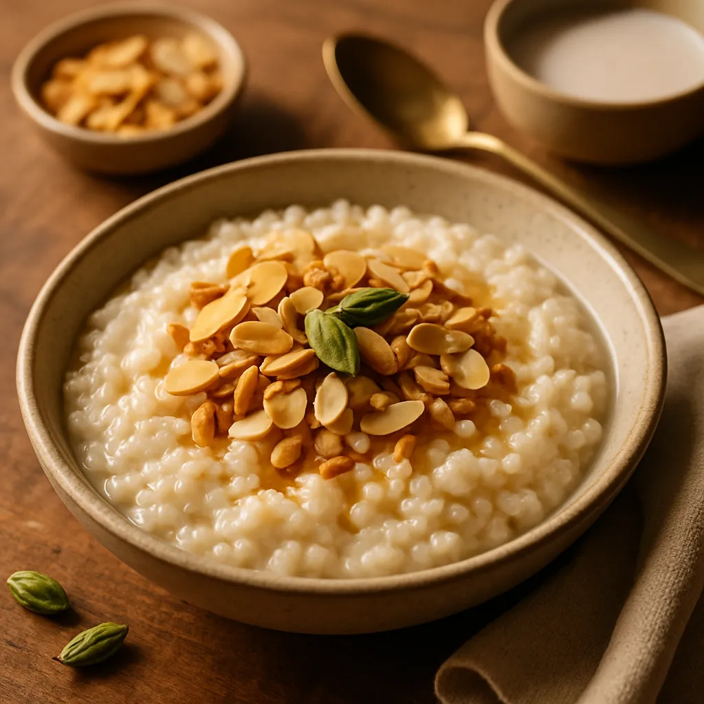 Almond & Coconut Rice Pudding with Cardamom