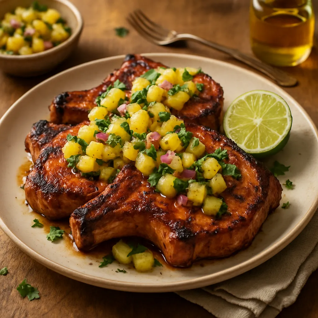 Photo of BBQ Pork Chops with Pineapple Salsa