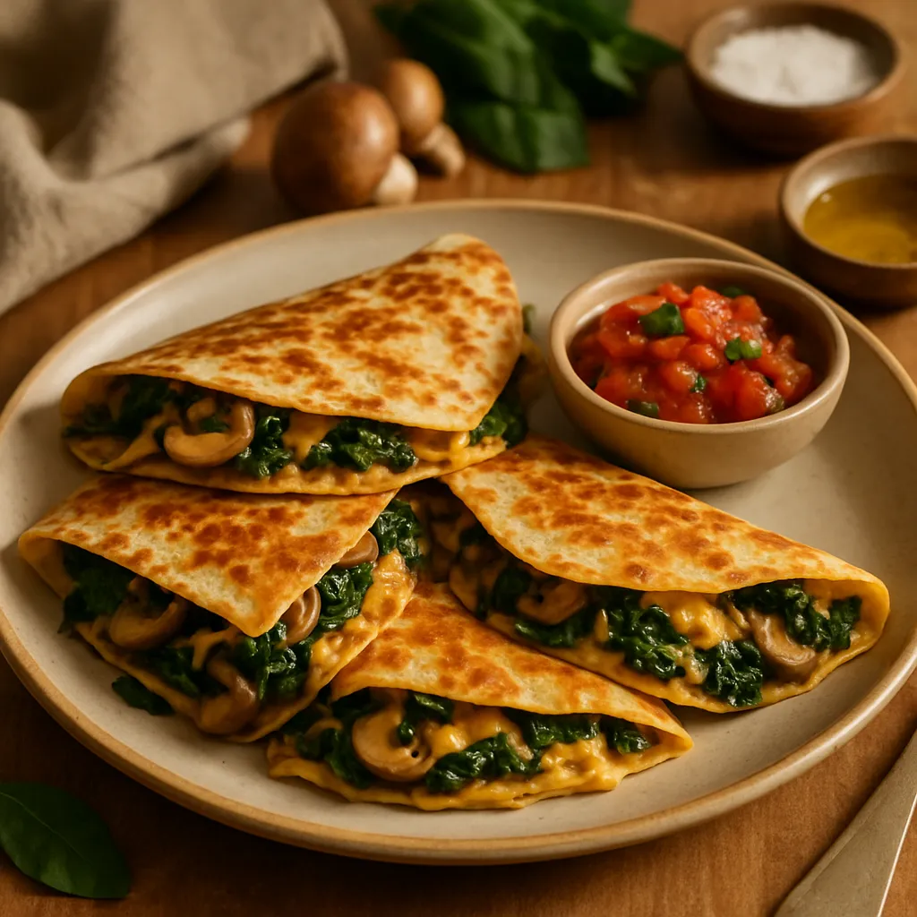 Savory Mushroom and Spinach Quesadillas