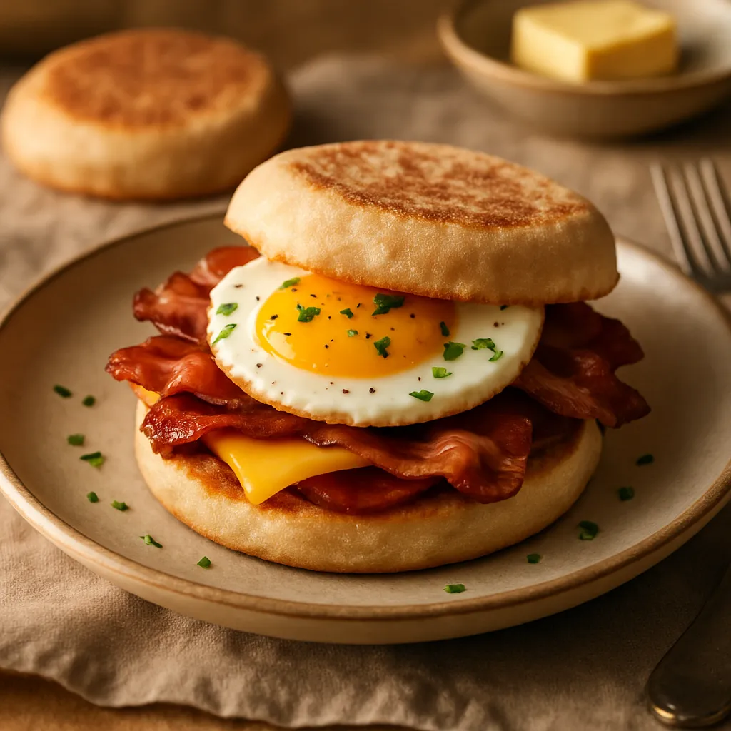 English Muffin with Bacon and Egg