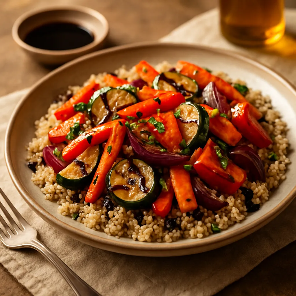 Roasted Vegetable and Quinoa Salad with Balsamic Glaze