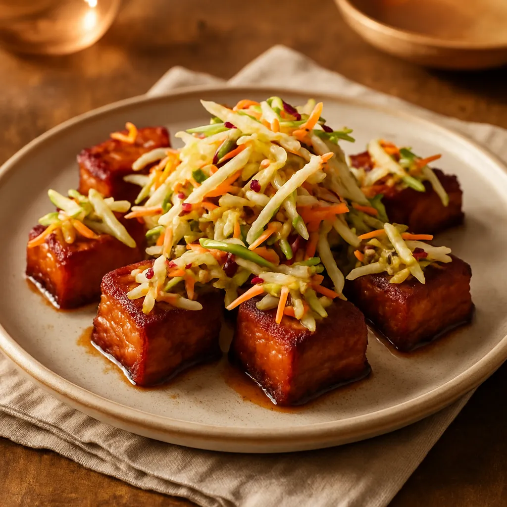 Photo of Smoked Pork Belly Bites with Apple Slaw