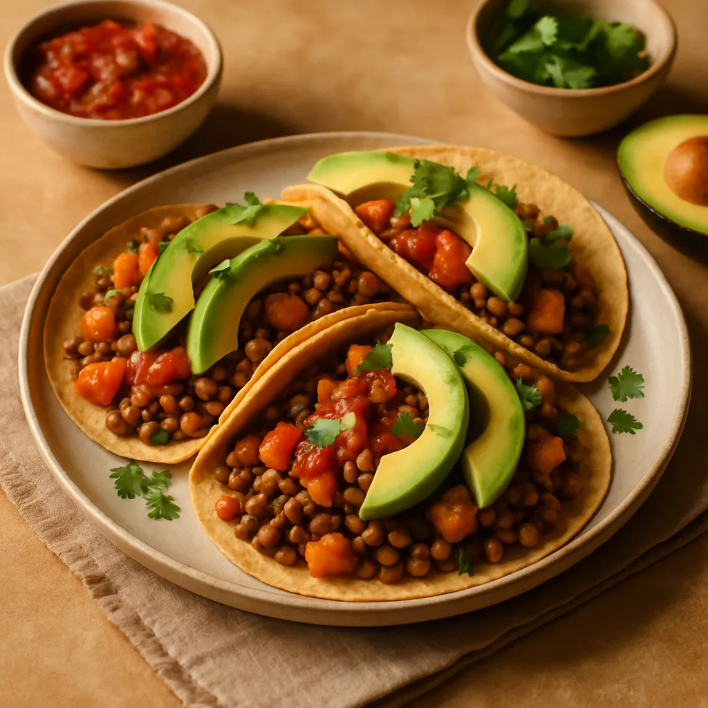 Spicy Lentil and Sweet Potato Tacos