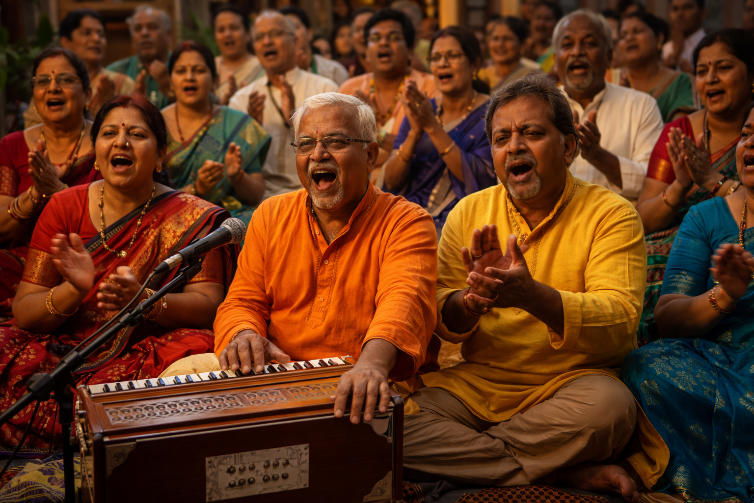 Indian devotional kirtan singing