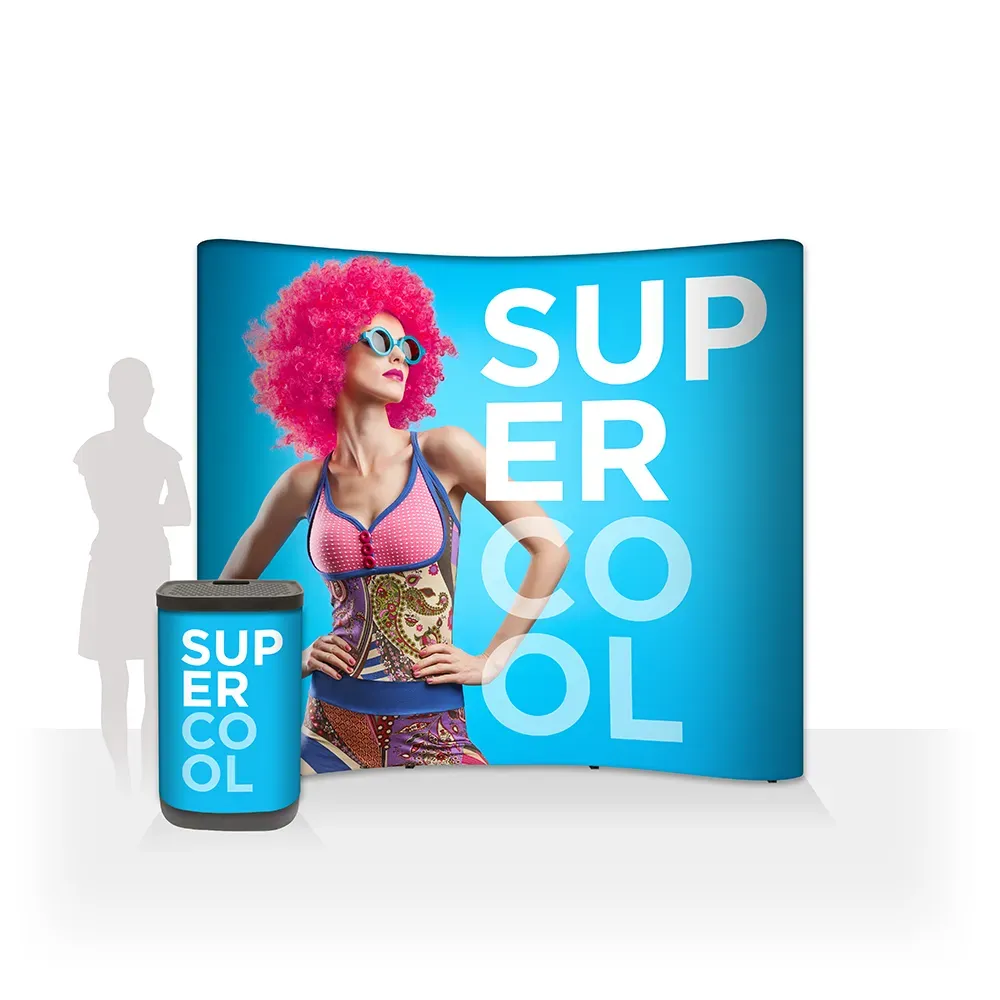 Impression Stand parapluie 3x3 m courbe pas cher 