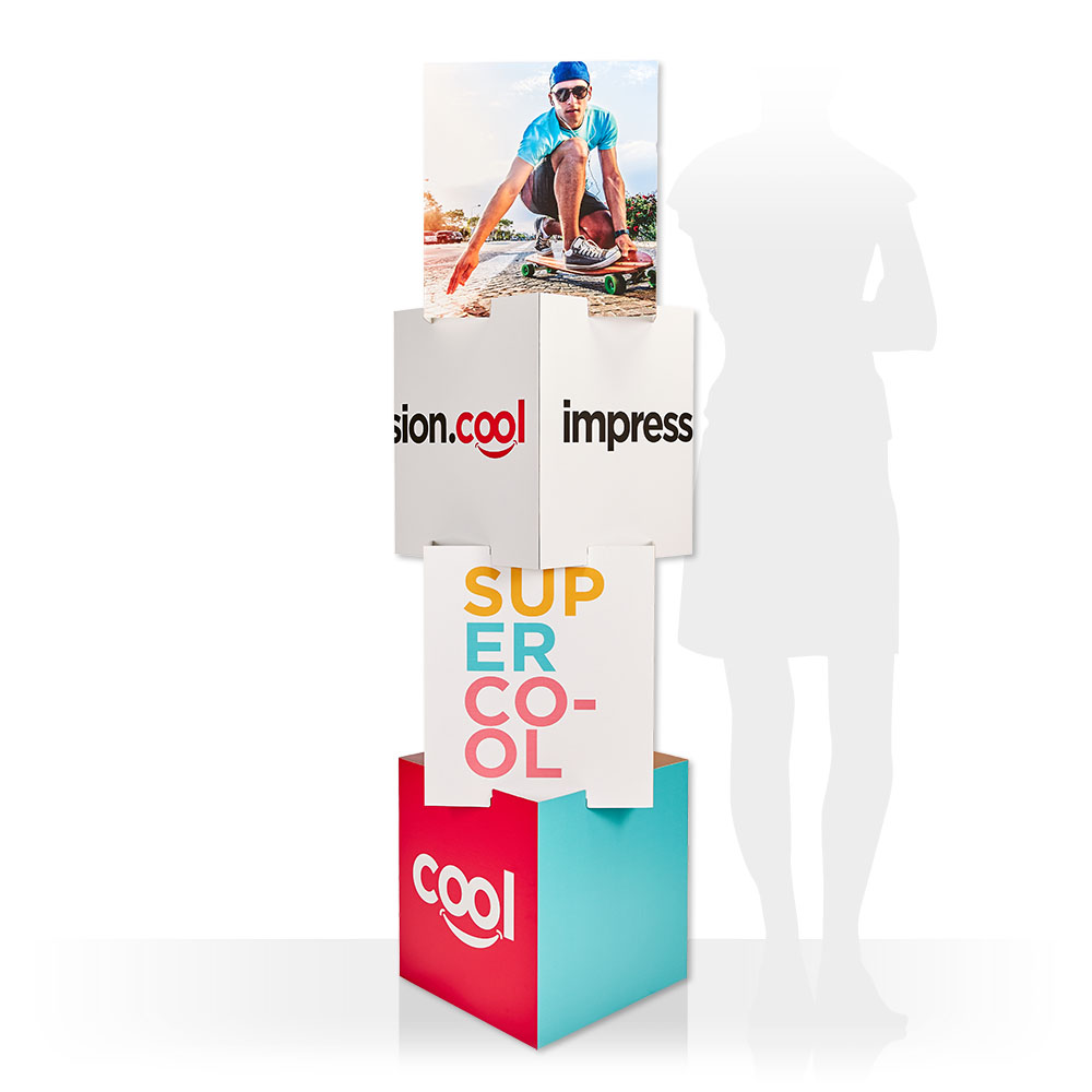 Impression Totem 4 cubes PLV carton ♻️