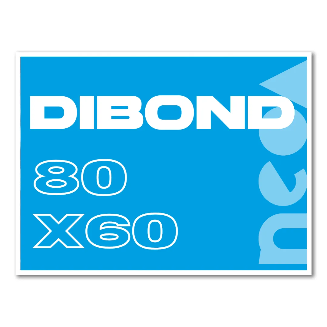 Optez pour un affichage impactant avec ce panneau Dibond 80 x 60 cm. Impression de haute qualité sur aluminium composite de 3 mm, résistant aux UV et aux intempéries. Perforation et œillets en option pour une fixation pratique.