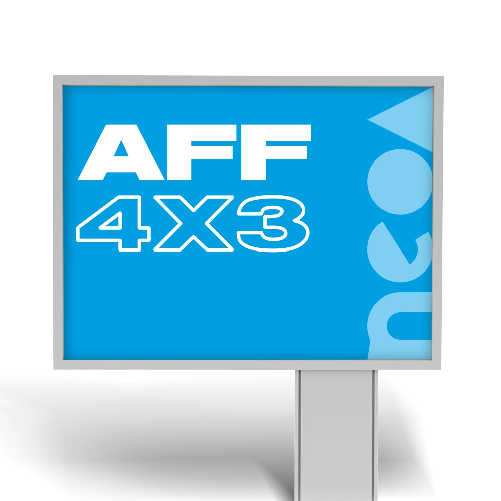 L'affiche 4x3 m, aussi appelée 12m² dos bleu, est spécialement conçue pour être collée. Elle est livrée en 6 ou 8 sections égales et garantit une visibilité optimale en extérieur. 