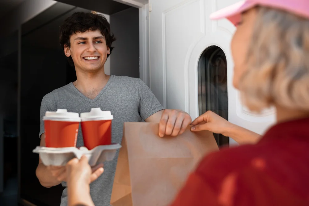Person ordering food on mobile app