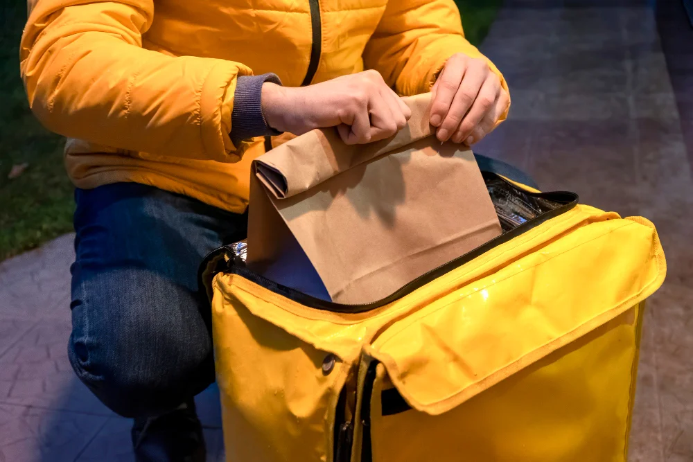 Courier delivering food