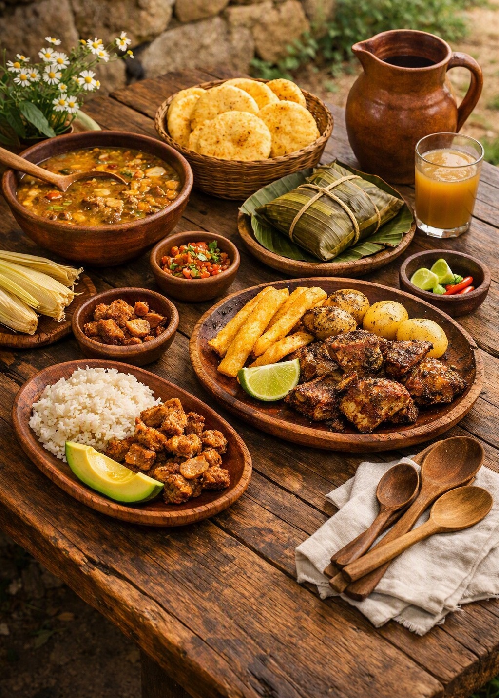 Hormigas culonas, cabrito y masato — la memoria de los guanes servida en cada almuerzo.