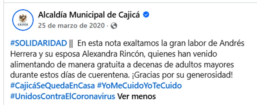Reconocimientos a la invaluable labor de la familia Herrera Rincón.