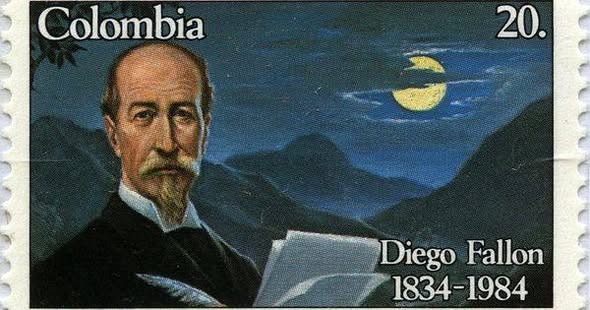 Estampillas Colombianas. Colombia - Diego Fallon, Writer, 1834-1984