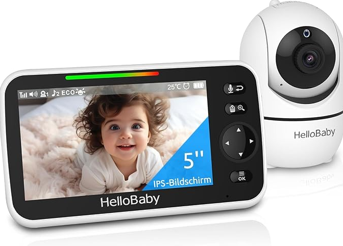 HelloBaby Video Baby Monitor (No WiFi) – 5" Screen, 30h Battery, Pan/Tilt/Zoom, Night Vision – HelloBaby – Amazon