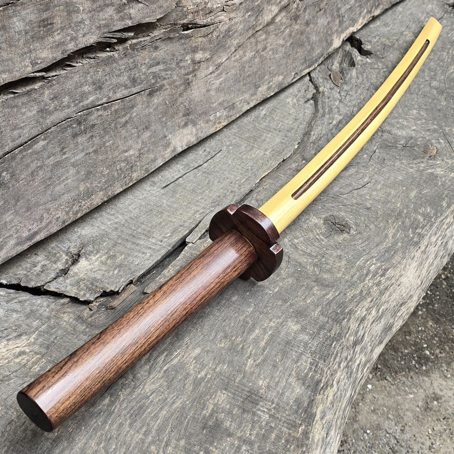 Bokken Daito 102 cm, robinia, tsuba, tsukamaki handle braid, and blood groove