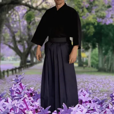 Hakama Bokuto, musta, tarranauhakiinnitys