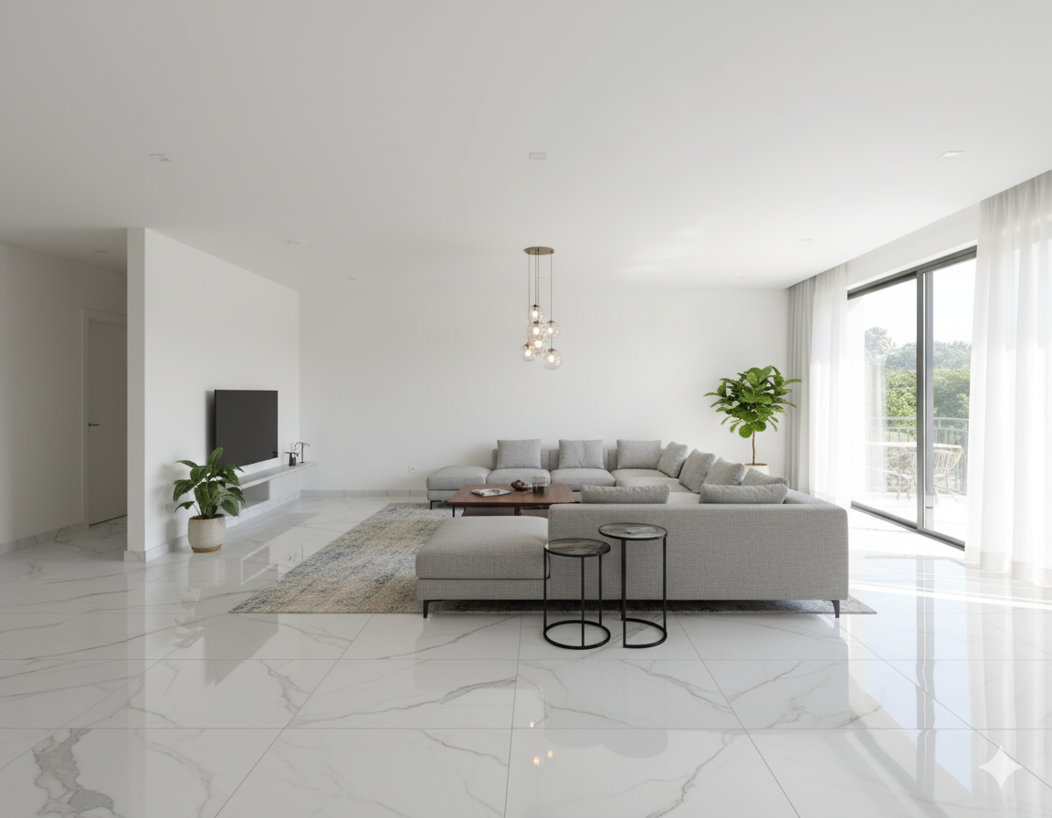 Inspiration image of Ambaji Semi White in a room, view 1