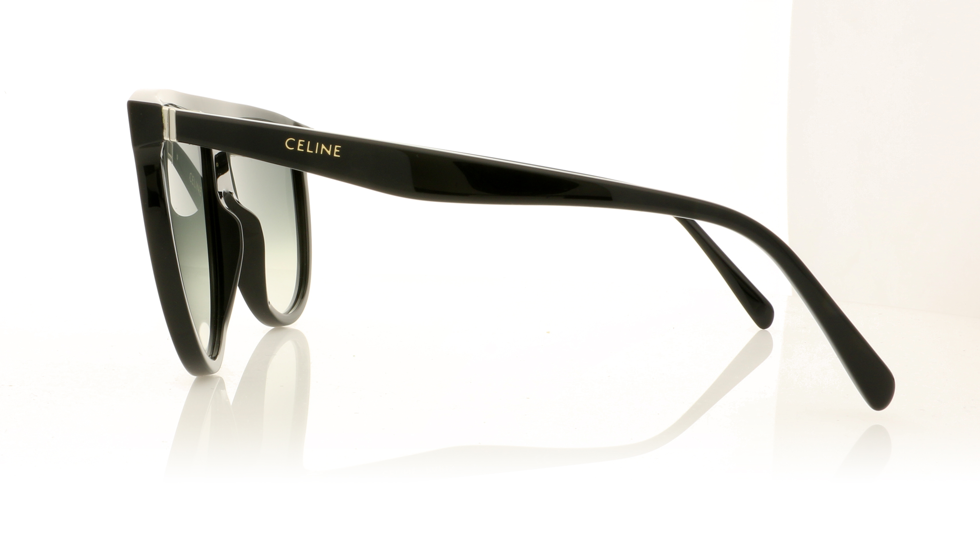 Celine Thin Shadow CL4006IN Black/Green Gradient Lenses 01P Sunglasses