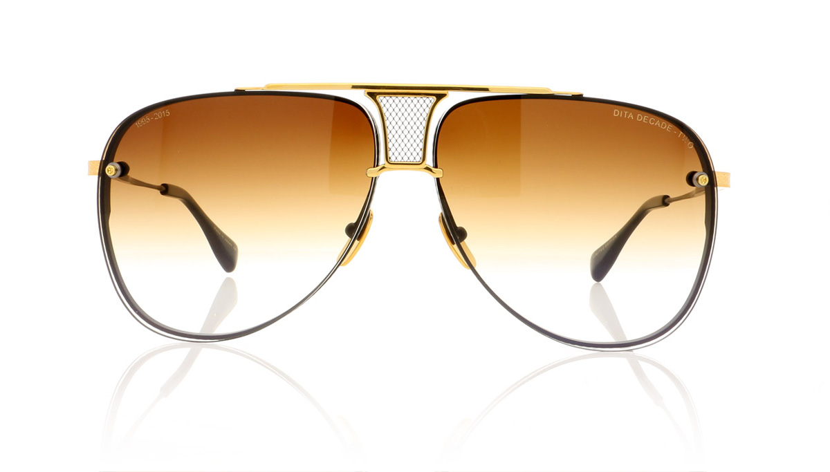 DITA Decade Two DRX 2082 Matt Black/18K Gold/Dark Brown B Sunglasses