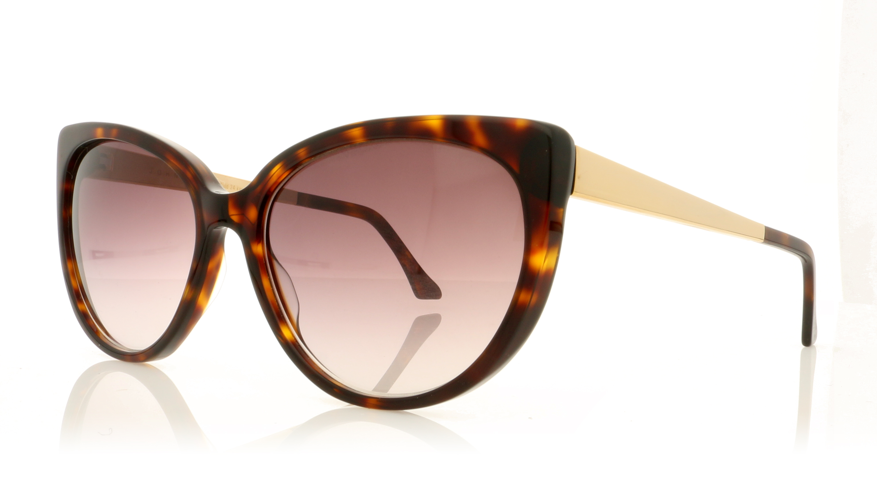 John Dalia INGRID B Dark Tortoise/24K Gold/Grad Grey Lenses C13 Sunglasses