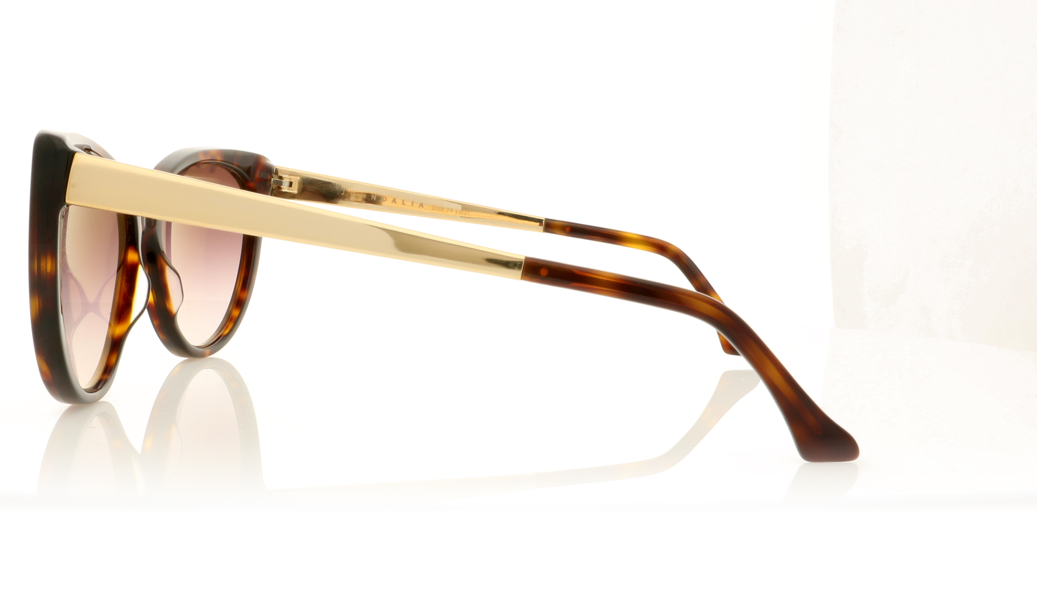 John Dalia INGRID B Dark Tortoise/24K Gold/Grad Grey Lenses C13 Sunglasses