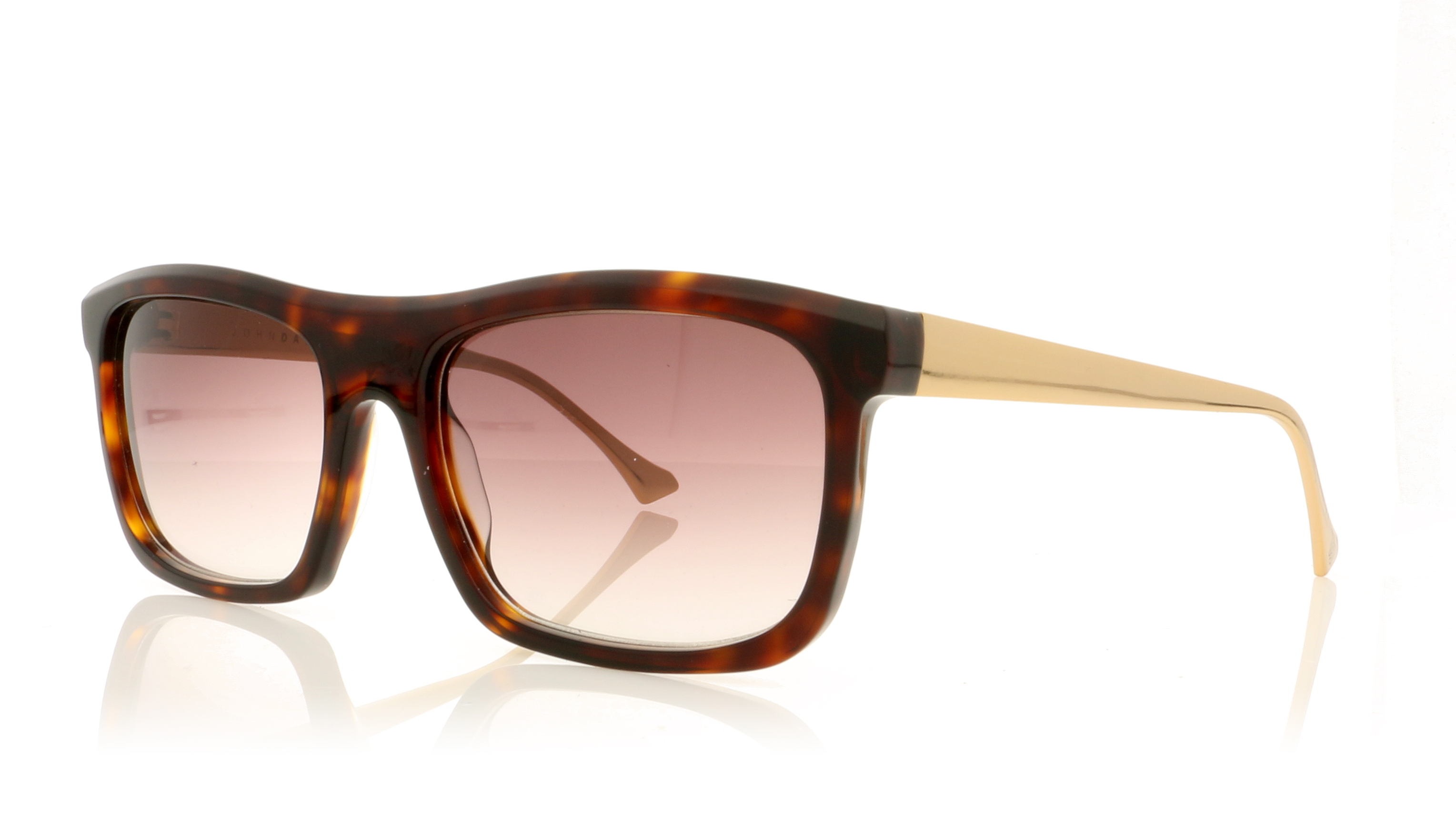 John Dalia Marlon Dark Brown Tort/24K Gold/Grad Brown Lenses C12 Sunglasses