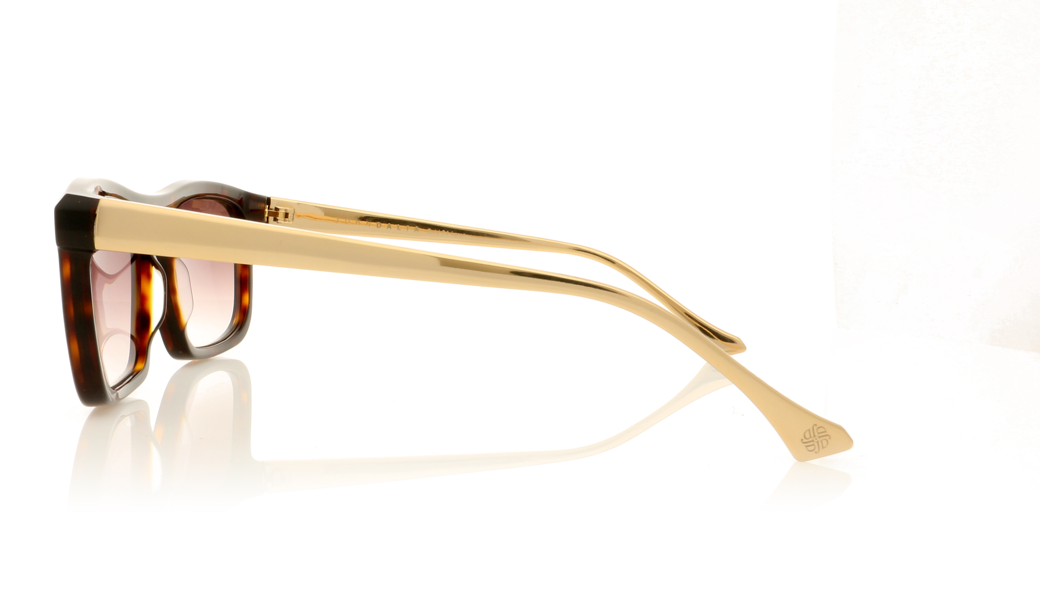 John Dalia Marlon Dark Brown Tort/24K Gold/Grad Brown Lenses C12 Sunglasses