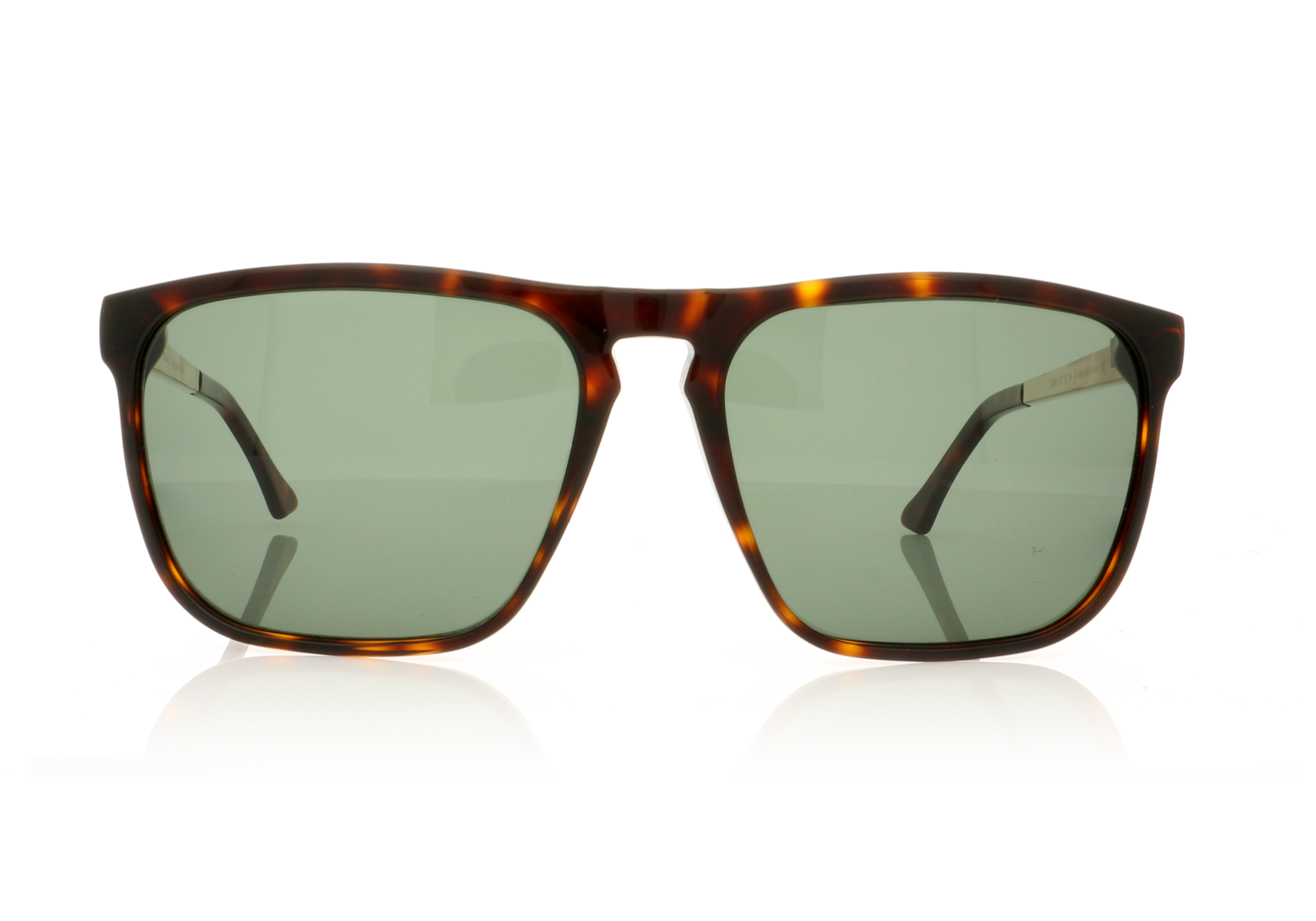 John Dalia Sean P Dark Brown Tort/24K Gold/Green Lenses C12 Sunglasses