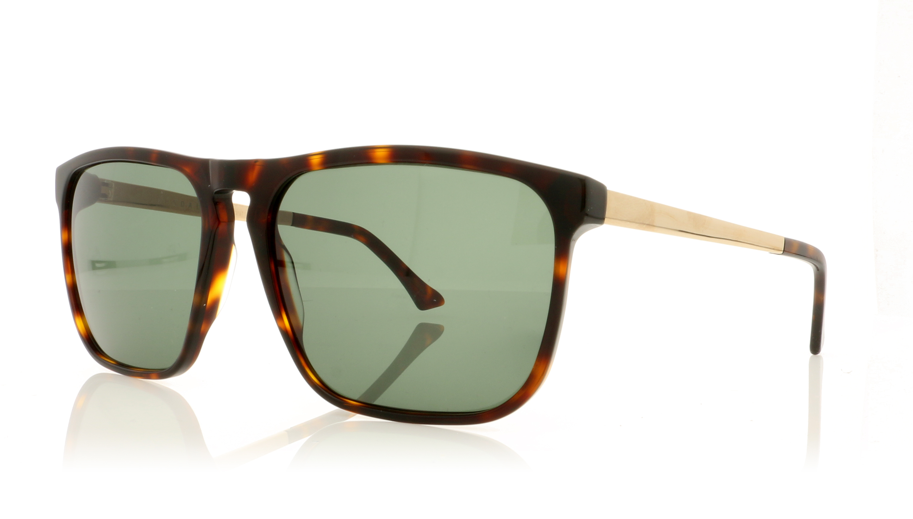 John Dalia Sean P Dark Brown Tort/24K Gold/Green Lenses C12 Sunglasses