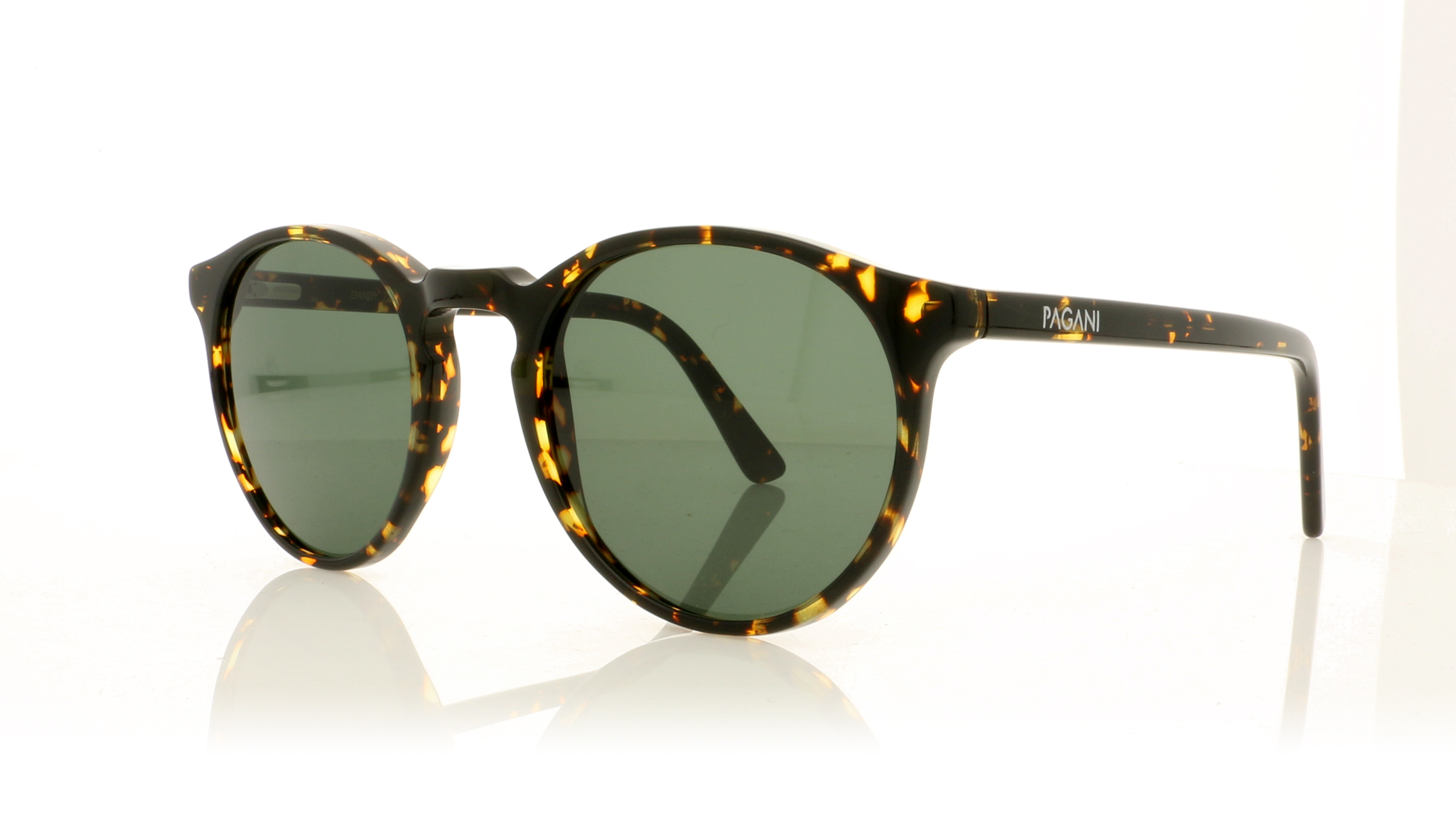 Pagani Dandy Dark Tortoise Shell/Green Lenses 724 Sunglasses
