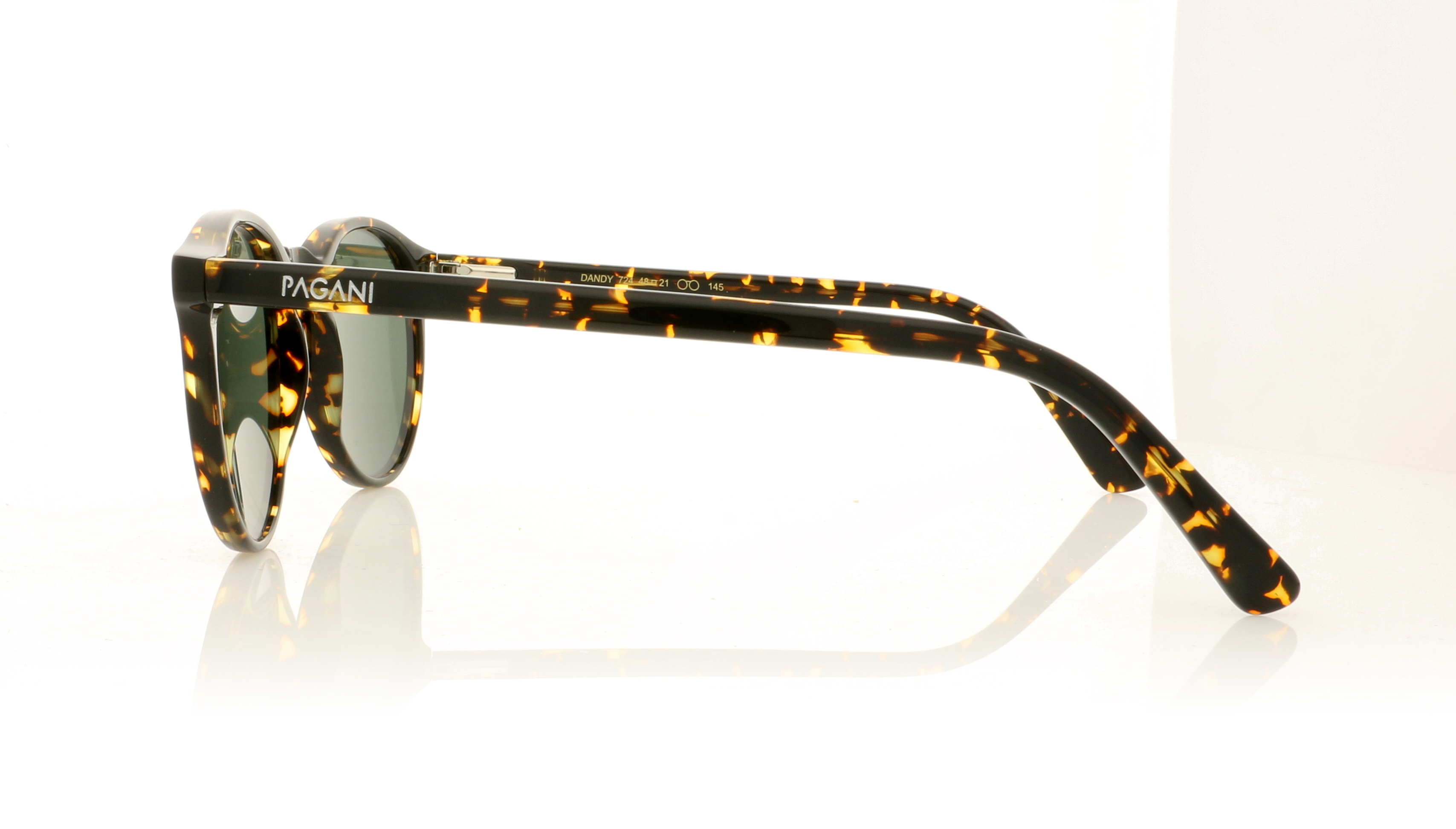 Pagani Dandy Dark Tortoise Shell/Green Lenses 724 Sunglasses