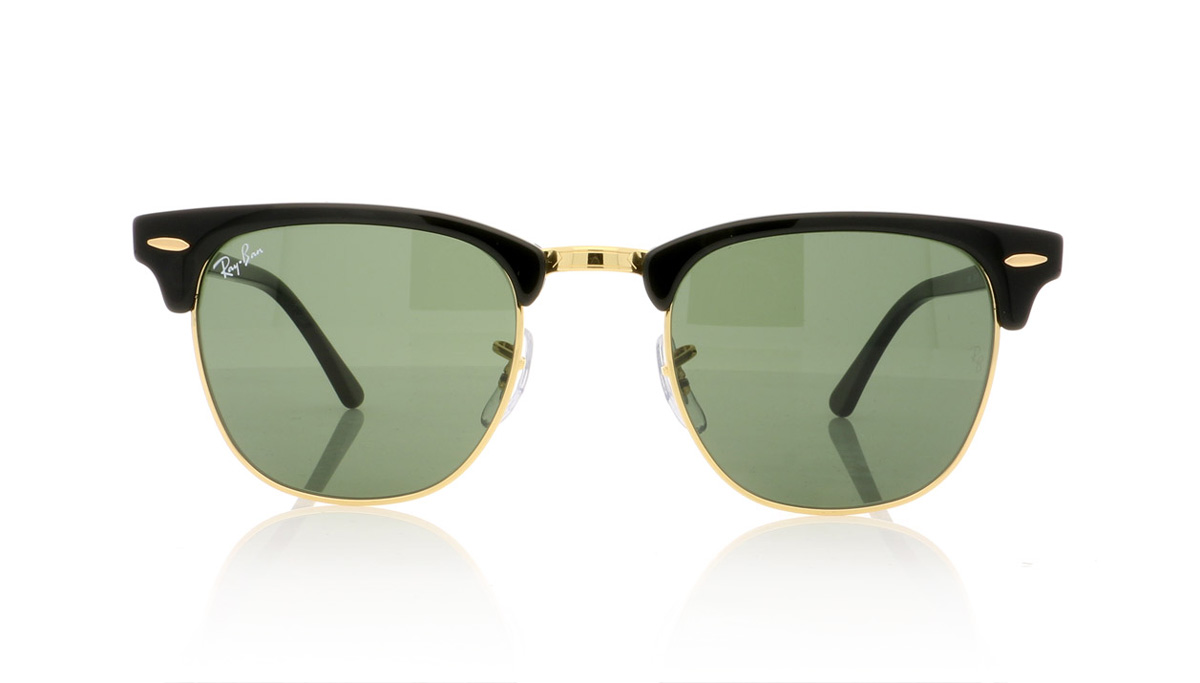 Ray-Ban CLUBMASTER RB3016 Black On Gold W0365 Sunglasses