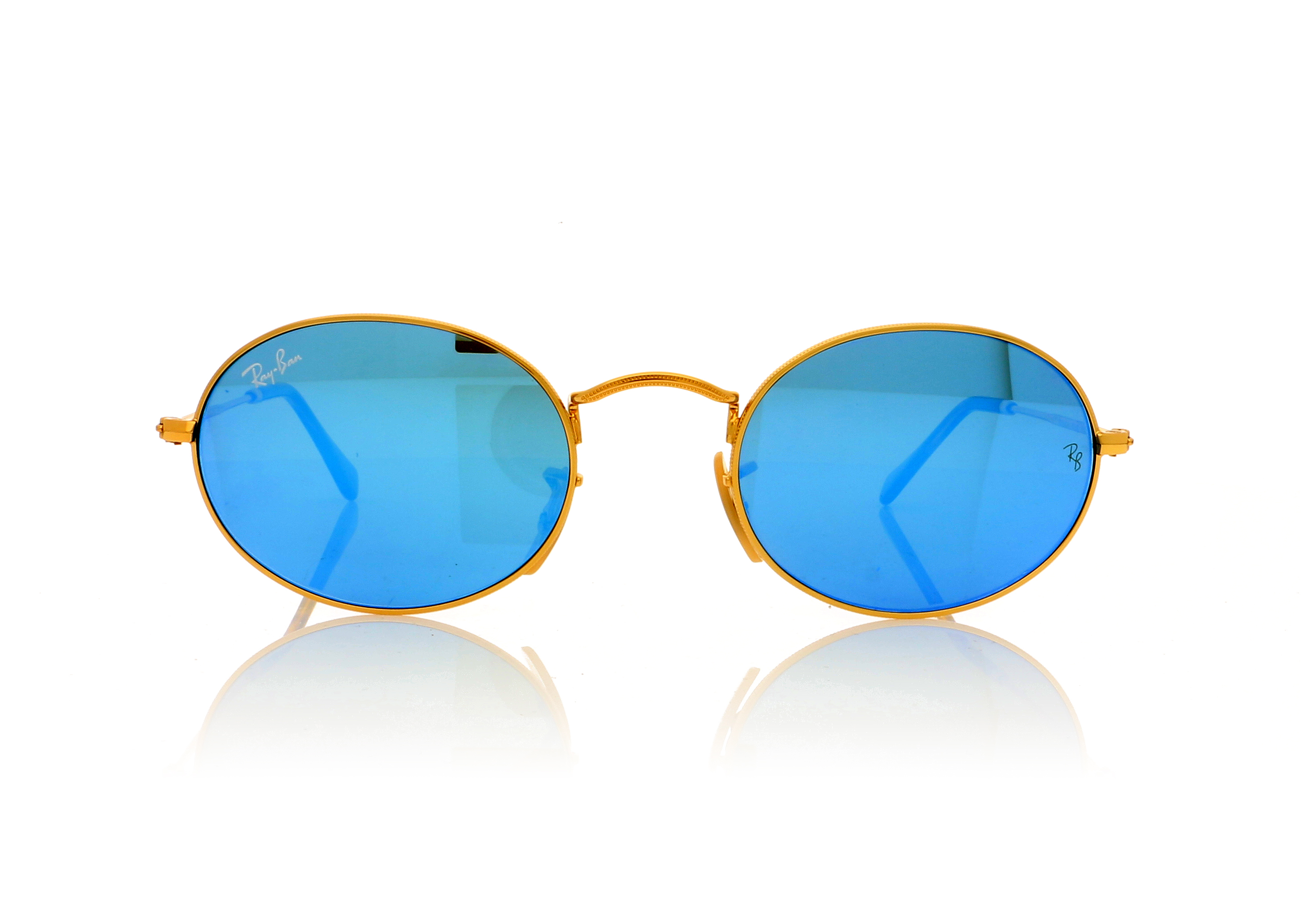 Ray-Ban Oval RB3547N Gold/Light Blue Flash Lenses 001/9O Sunglasses