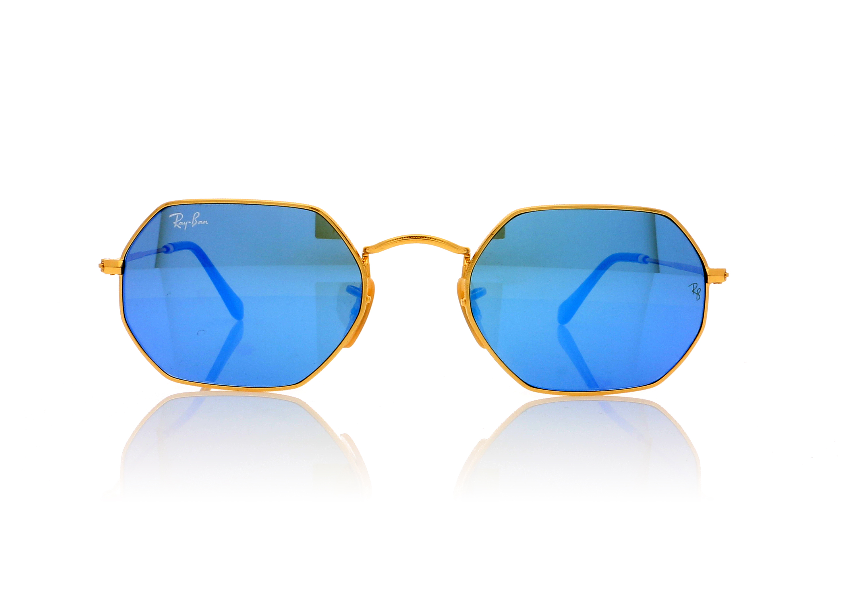 Ray-Ban Octagonal RB3556N Gold/Light Blue Flash Lenses 001/9O Sunglasses