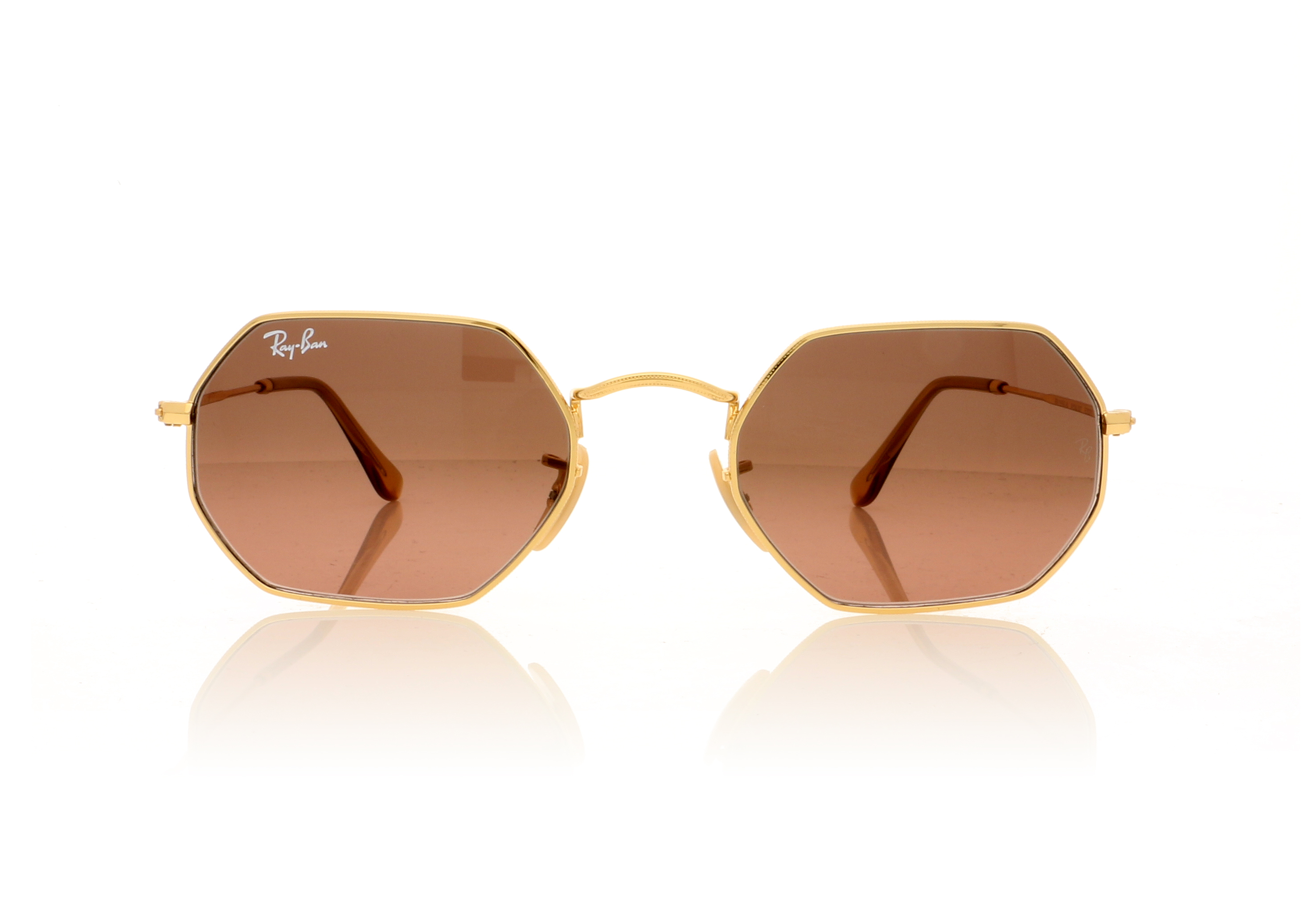 Ray-Ban Octagonal RB3556N Gold/Graduated Brown Lenses 912443 Sunglasses