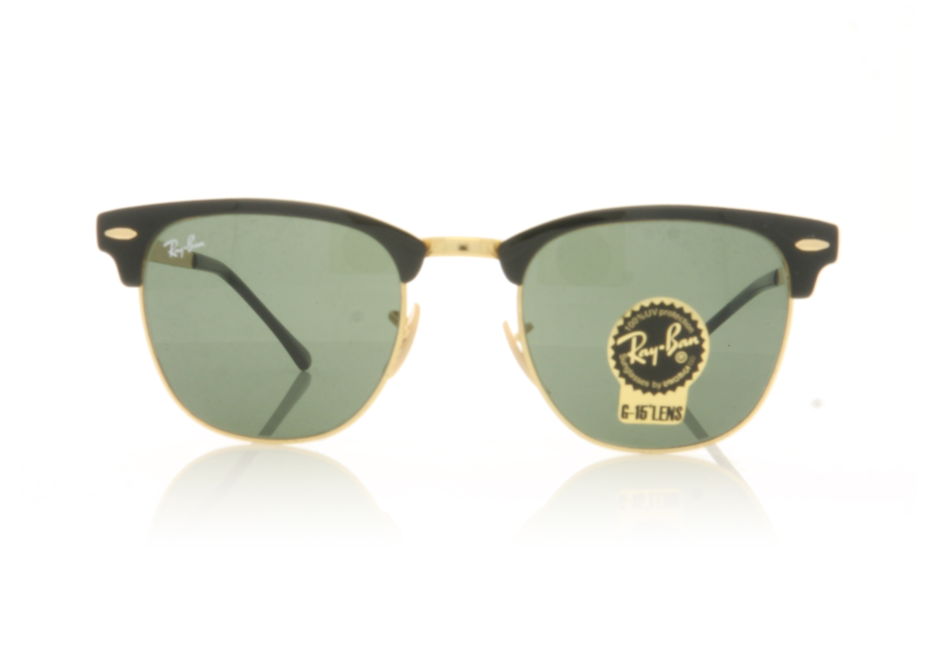Ray-Ban CLUBMASTER METAL RB3716 Black On Gold 187 Sunglasses